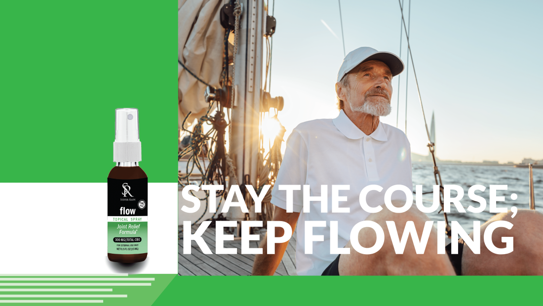 flow topical spray cbg man on boat