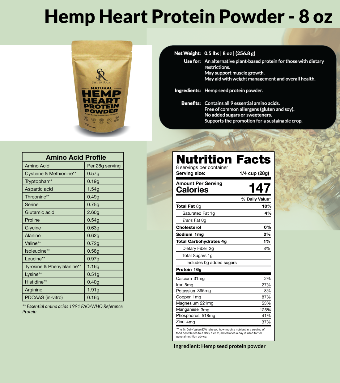 hemp heart protein powder nutrition facts and more