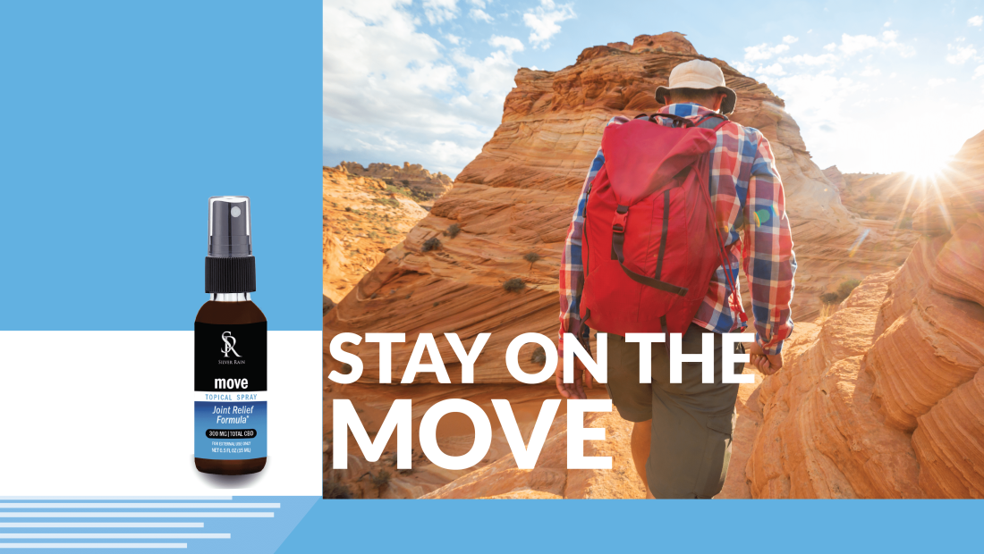 move topical spray travel size man with backpack hiking